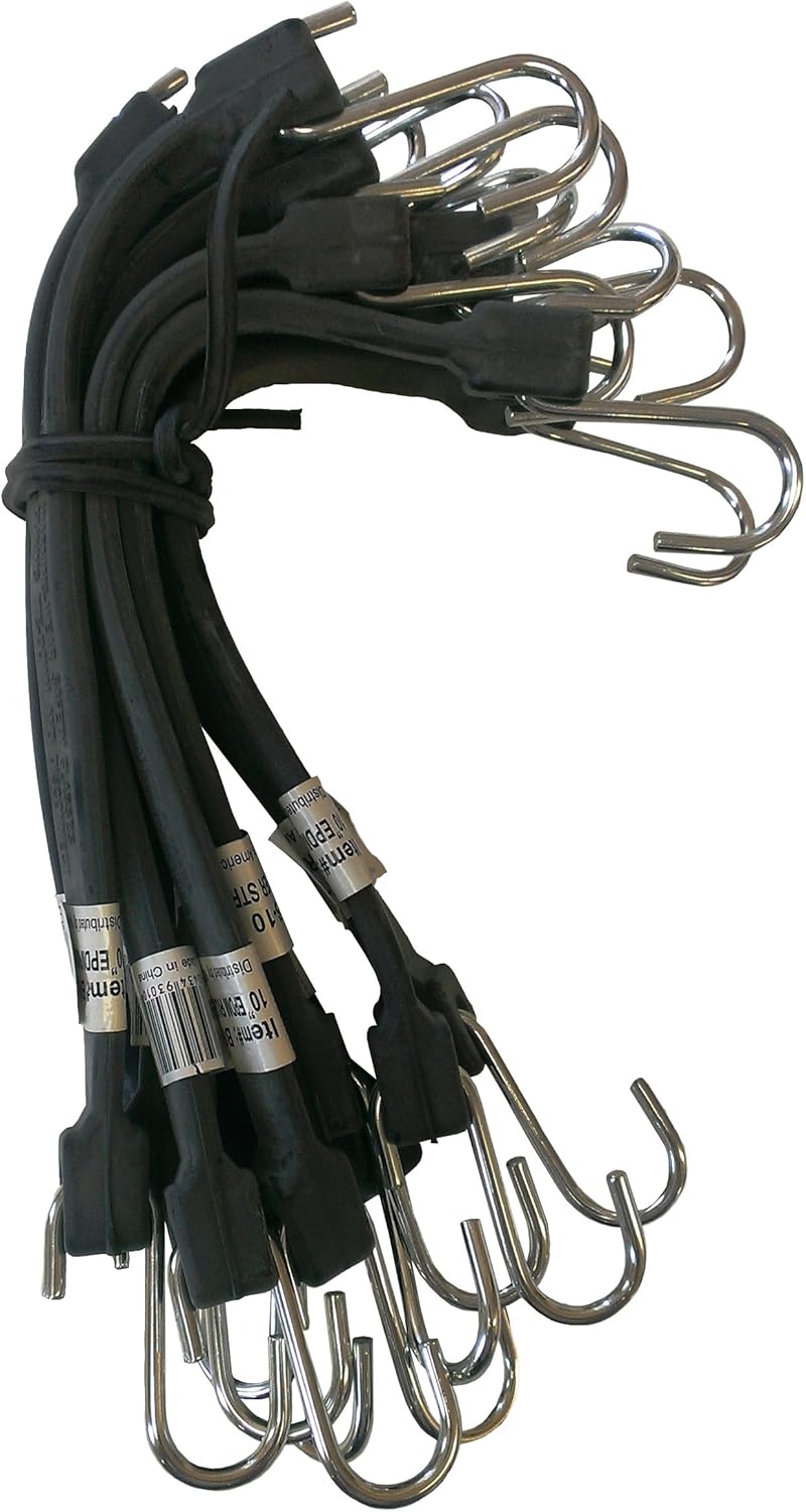 Kotap MBRS10 EPDM Rubber 10Inch Tie Down Strap, Black, 10Piece