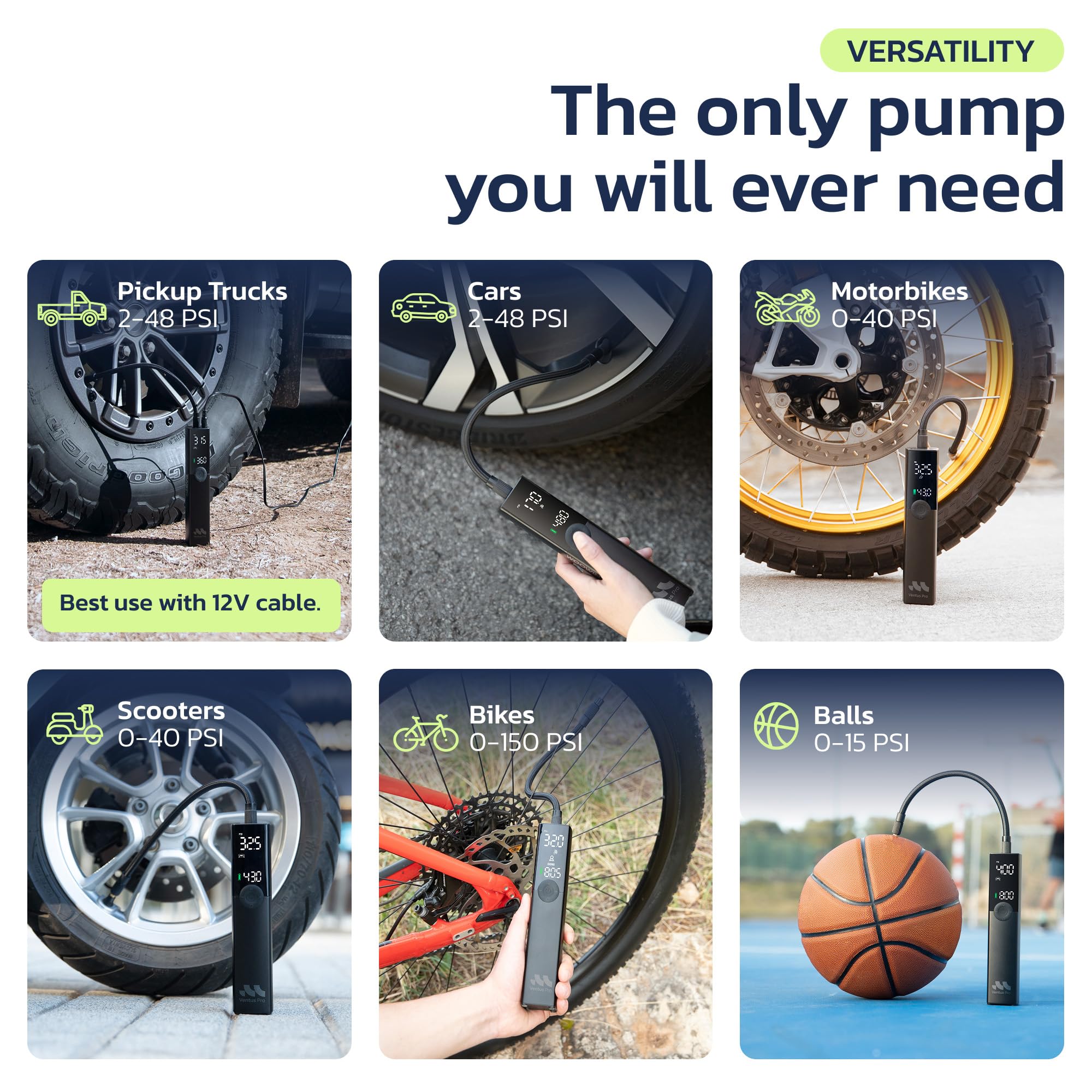 Woowind Premium Tire Inflator Portable Air Compressor, 3X Faster, 150PSI Air Pump for Car Tires, Tire Pump, with 12V DC Cord for Trucks & Off-Road Tires, Auto Shut-Off