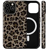 Generic Case for iPhone 15 Pro Max,[Compatible with MagSafe] Cheetah Leopard Print Brown Phone Case for Girl Women Boy Men,Dual-Layer Fashion Design