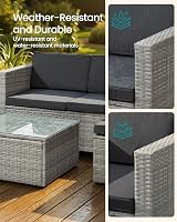 SONGMICS Garden Furniture Set PE Rattan Patio Corner Sofa with Cushions Grey view 3
