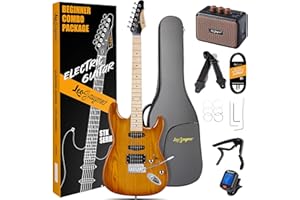 Leo Jaymz 39 Inch Full Size Electric Guitar Kit Electric Guitar Beginner Kits - Portable Amp,Digital Tuner,Gig Bag,Strap,Cable (Vinatage Sunburst)