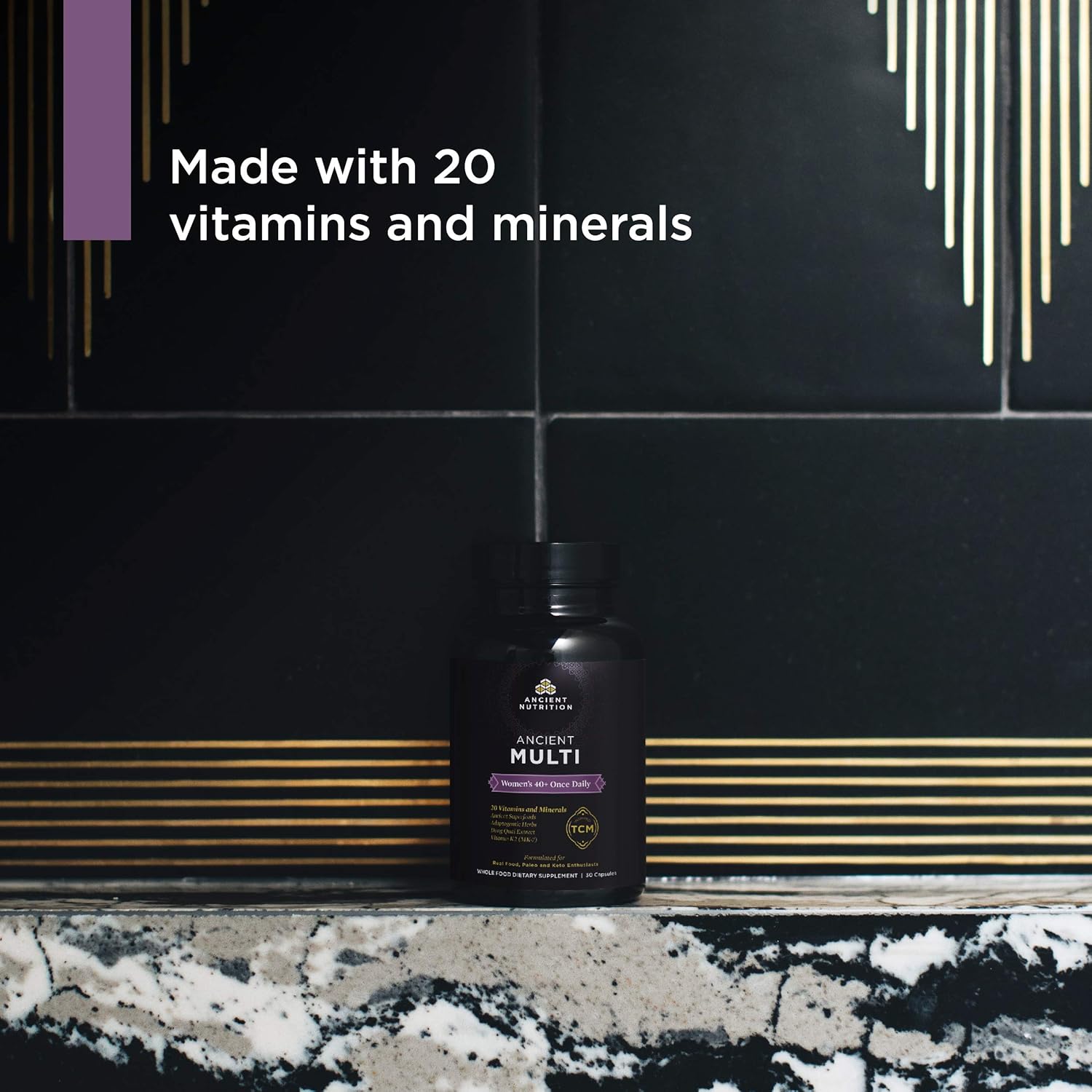 Ancient Nutrition, Ancient Multi Women's 40+ Once Daily - Multi Vitamin & Immune Support, Adaptogenic Herbs, 30 Capsules: Health & Personal Care