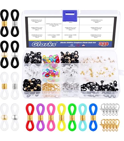 Lot De 10 Connecteurs Pour Chaîne De Lunettes - Embouts En Caoutchouc Et Métal, Réglables, Antidérapants - Pour Lunettes De Soleil Et De Vue