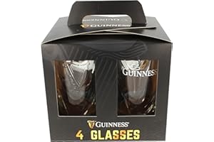 Official Guinness Glasses 4 Pack With Embossed Harp Logo Design