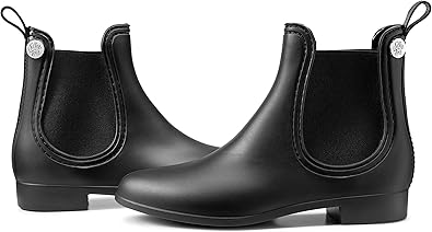 matte black ankle rain boots