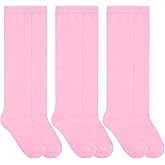 Dxhycc 3 Pairs Girls Knee High Socks Soft Cotton School Uniform Dress Socks Long Over The Knee