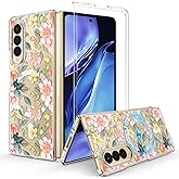 AYSZNBLA Magnetic for Samsung Galaxy Z Fold 4 Case,Floral Design PC Case for Women Men Girls Boys Drop Protection Shockproof Cute Durable TPU Bumper Cover for Galaxy Z Fold 4,Colorful Flowers 12.6