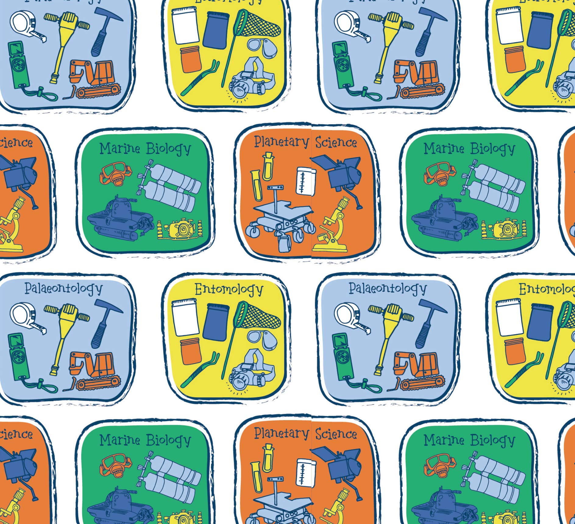 Save Our Planet Fabric - Sciences White - VISF131 - by 0.5 Metre - by Visage - 100% Cotton (Sciences White VISF131)