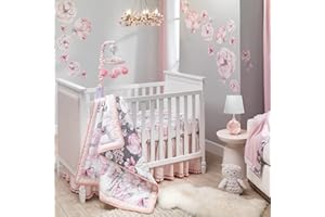 Lambs & Ivy Signature Botanical Baby Watercolor Floral 4-Piece Crib Bedding Set