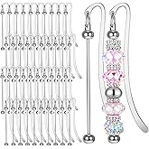 SHENLIU 50 Pcs Beadable Bookmarks DIY Metal Blank Bar Modern Bookmark DIY Bookmarks Craft Jewelry Pendant Charm Gift for Book Lovers Student Teacher Gifts Office Supplies(Silver)