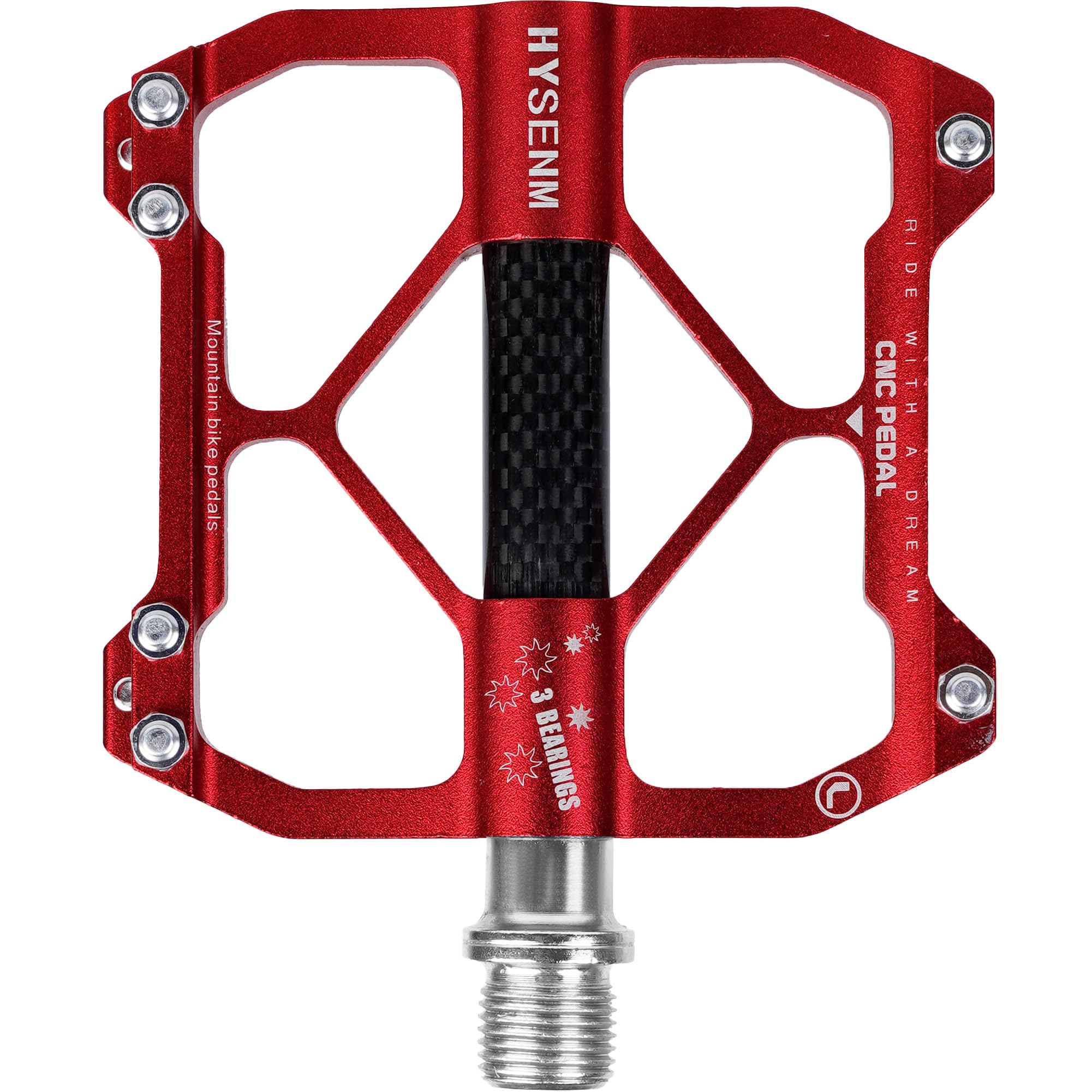 HYSENM Bike Pedals, Aluminum Mountain Bike Pedals 9/16 Inch 3 Bearing Cycling Bicycle Pedals for Road Bike, MTB, BMX, Wide Paltform Flat Pedals