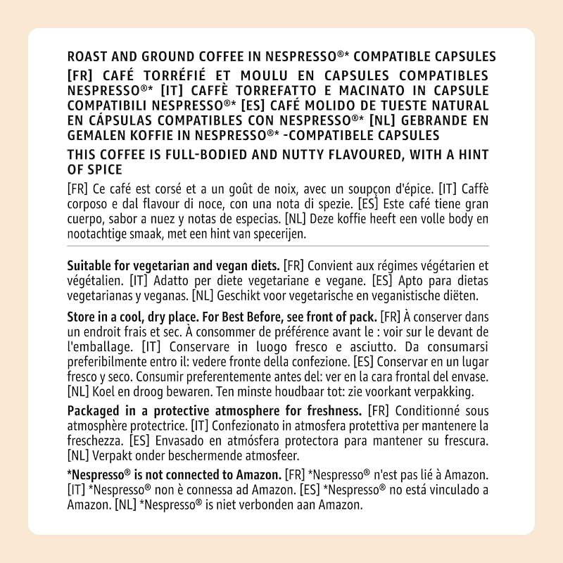 Cápsulas de café de plástico Lungo intenso compatíveis com Nespresso, torradas médias, 100 unidades (2 embalagens de 50), certificadas pela Rainforest Alliance