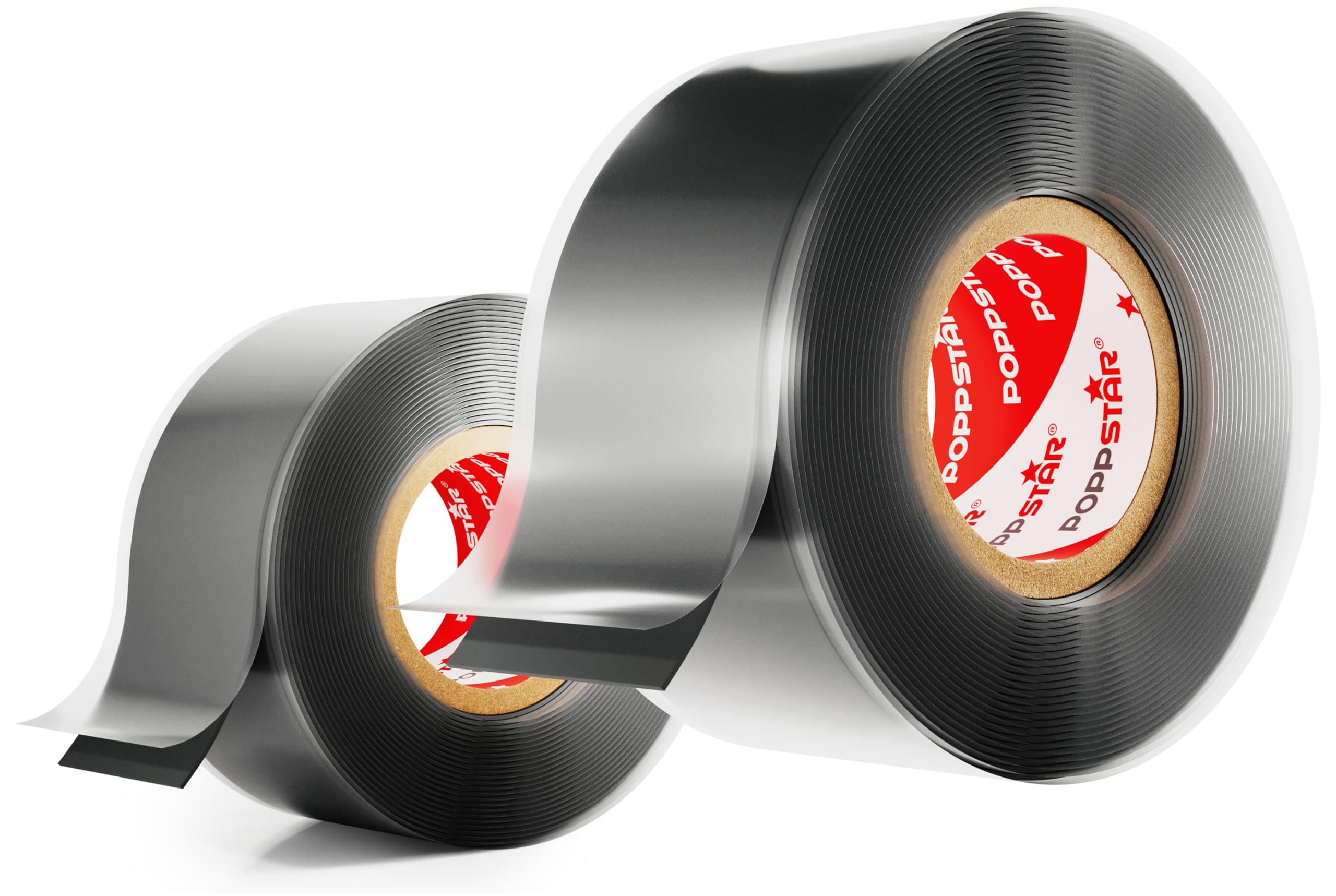 POPPSTAR Self-Fusing Silicone Band, Silicone Tape, 3m x 25mm, Sealing & Insulating Strip (water-tight, air-tight), black, 2 Roll