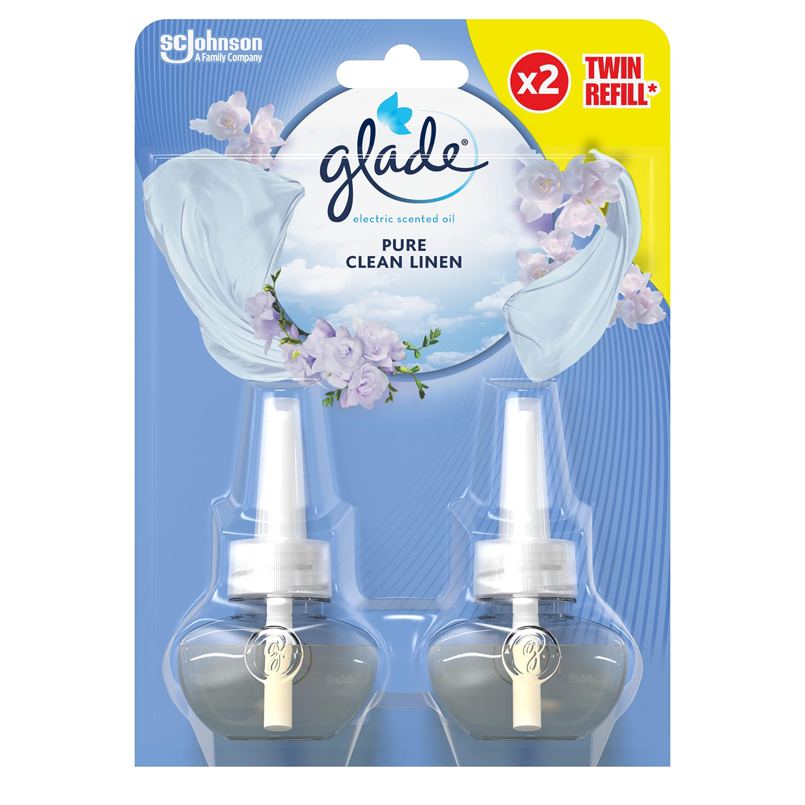 Glade Plug in Air Freshener Refill, Electric Scented Oil Room Air Freshener, Clean Linen, Duo Pack (2 x 20ml)