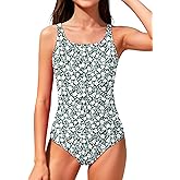 Dearnow Girls Swimsuit One Piece Ruched Solid Color Adjustable Straps Pad Girls Bathing Suit Swimwear 9-16T