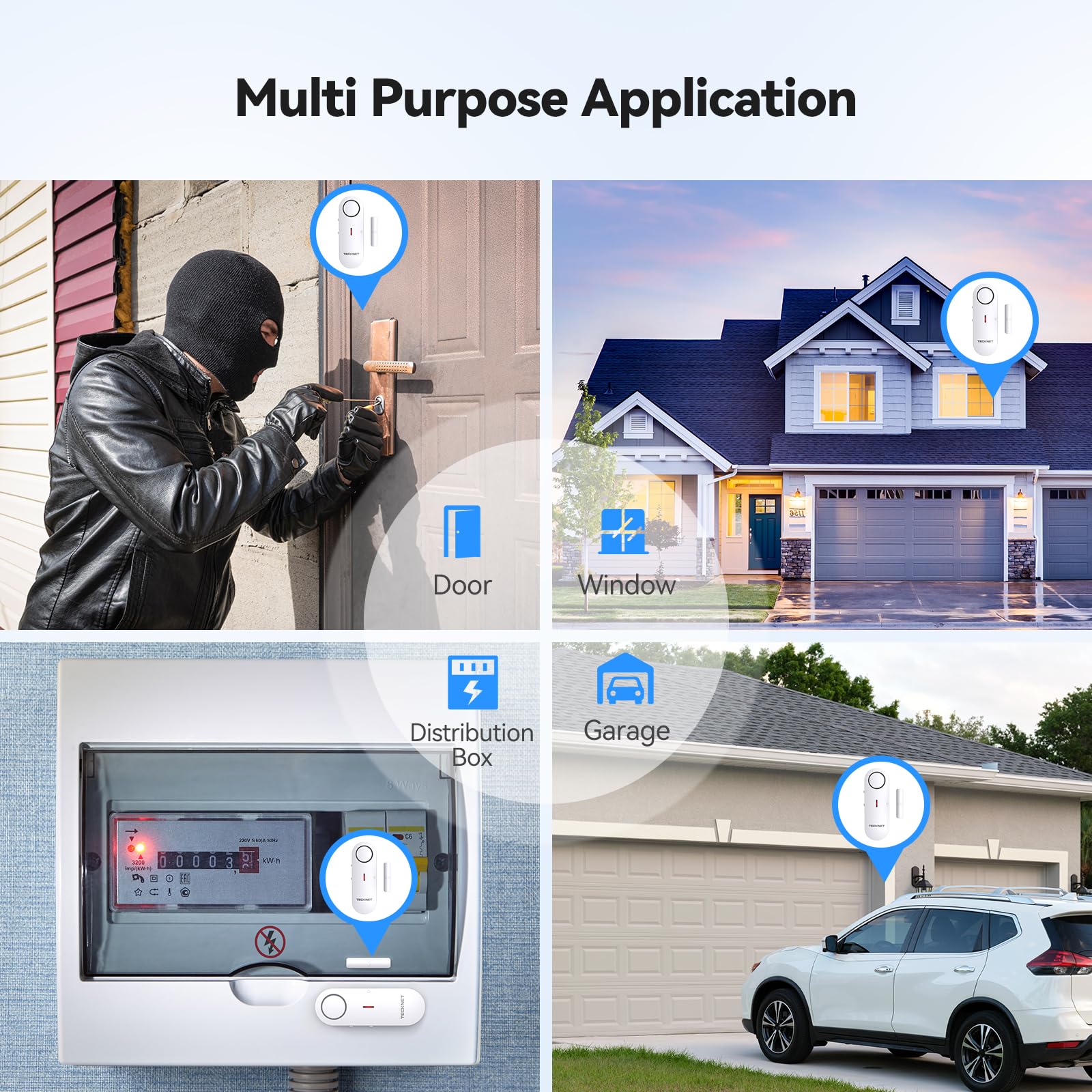 TECKNET Door Alarms for Kids Safety, Window Alarm Pool Alarms Door Alarm for Home Security, 2-in-1 Alarm & Chime, 3-Level Volume Control, Wireless Alarm for House Hotel Cars Sheds Caravans (3 Pack)