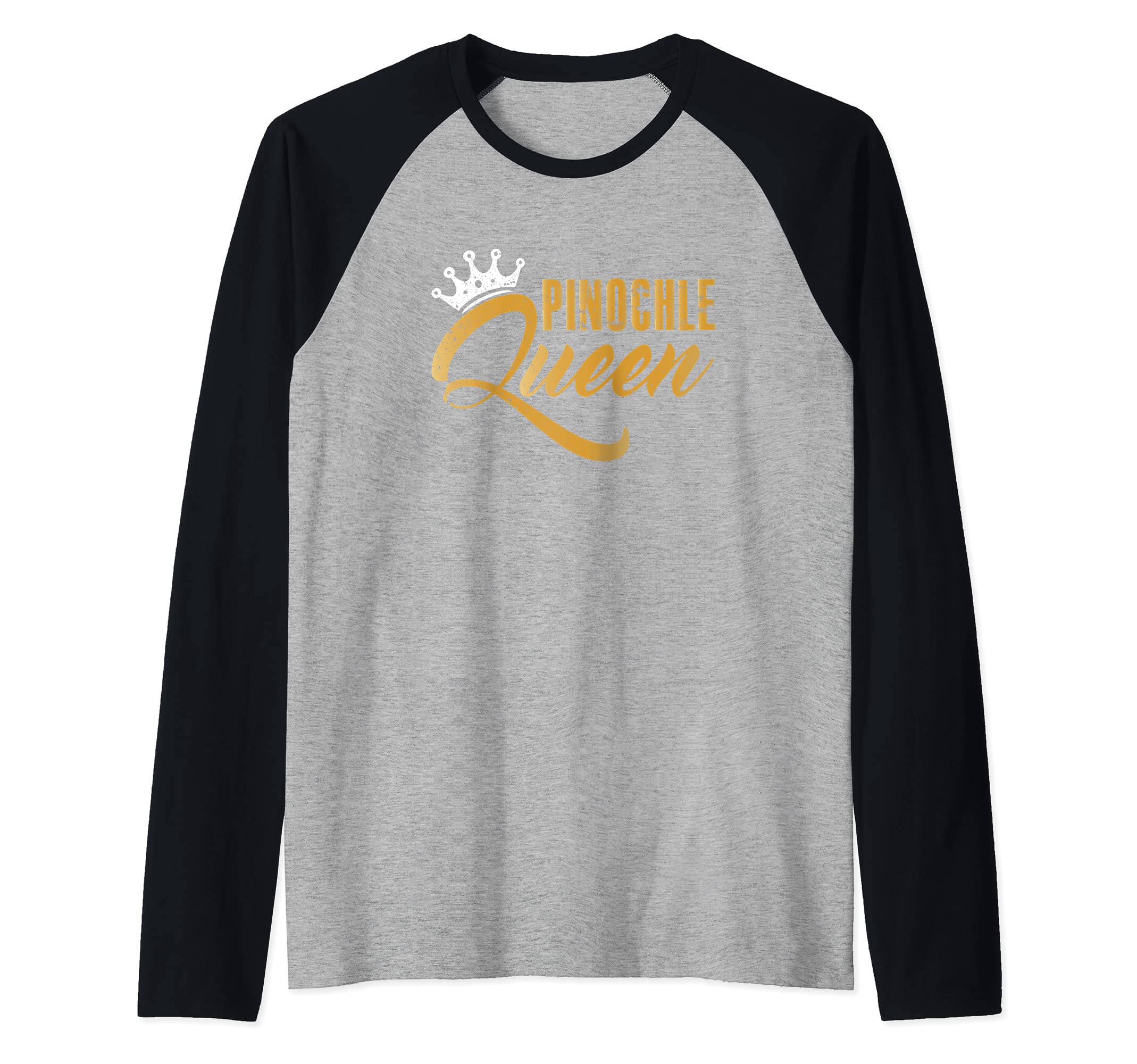 Pinochle Queen Card Game Gamer Player Trick-Taking Raglan Baseball Tee