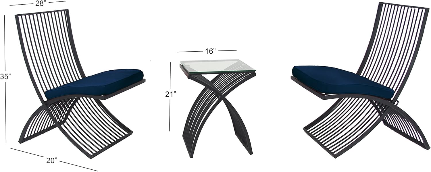 Deco 79 29013 Bistro Set, Black, Blue: Home & Kitchen