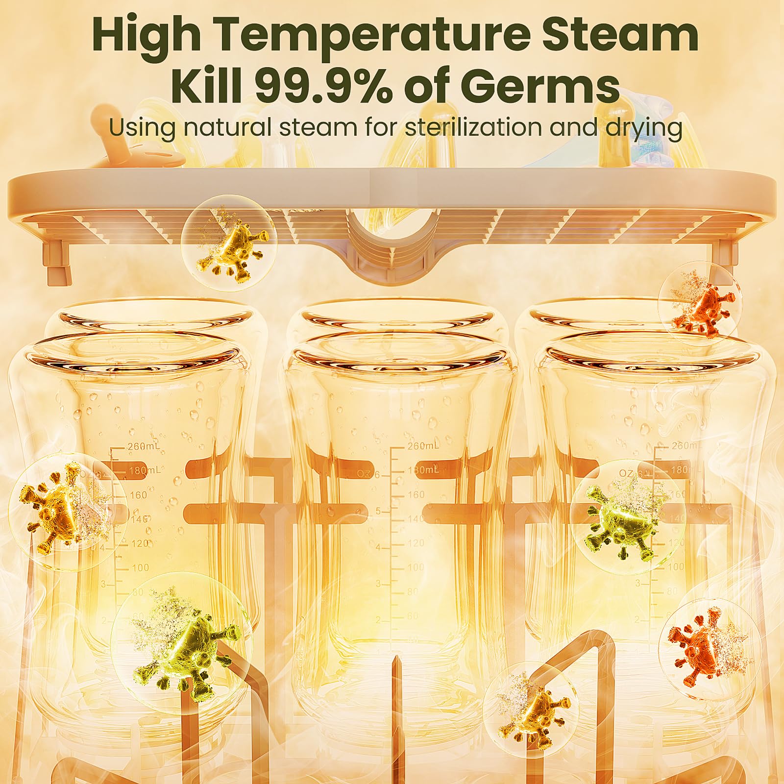 MOLWAY【Upgraded】Baby Bottle Washer, Sterilizer and Dryer, All-in-One Pro Cleaning Machine for Bottles, Pump Parts & Baby Essentials, Effortless Care, Replaces Hand Washing