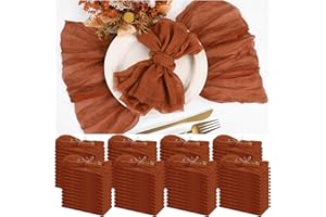 100 Pieces Cloth Napkins Terracotta Dinner Cheesecloth Napkins for Wedding,Wrinkled Cloth Napkins Bulk for Home Party Rustic 