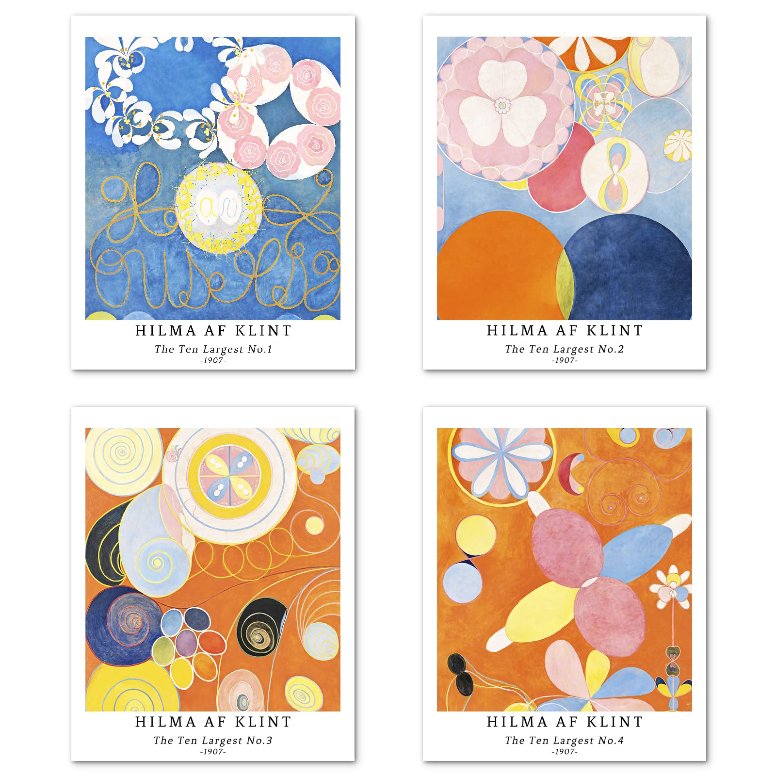 Berkin Arts Wall Art Unframed Prints Giclee Art Paper Set of 4, 11x14 inch Abstract Geometric Artwork, Livingroom Decoration Colorful Aesthetic Frameless Watercolor Prints Georgia O'Keeffe Painting