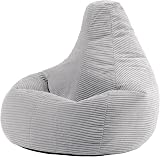 icon Dalton Cord Bean Bag Chair Grey Large with Filling Included view 1