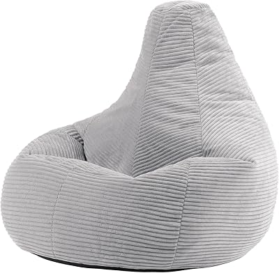 icon Dalton Cord Bean Bag Chair Grey Large with Filling Included