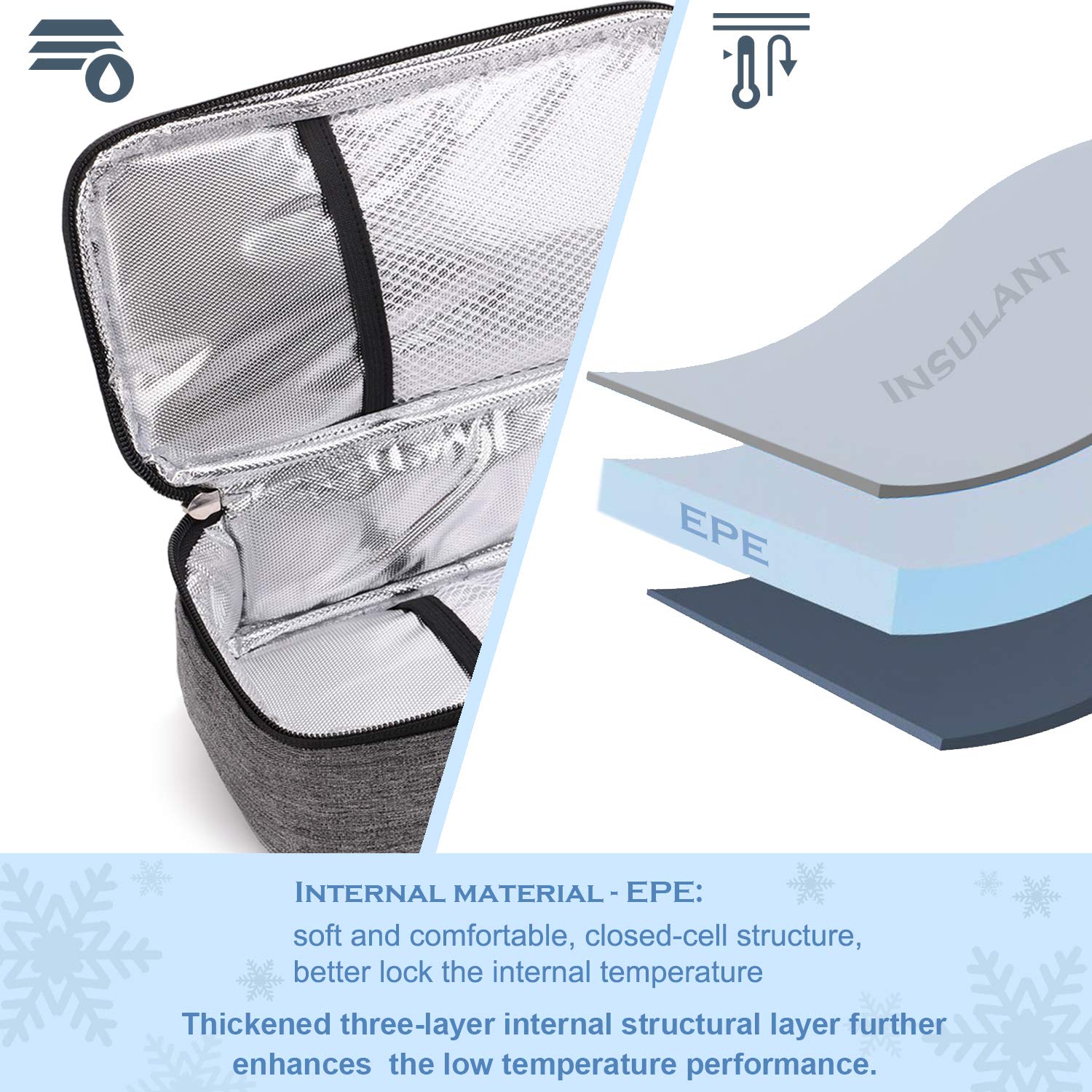 ALLCAMP Insulin Cooler Travel Case Diabetic Medication Cooler with 4 Ice Pack - Medical Cooler Bag Portable and Reusable Grey (9x 4.72x 3.14 inches)