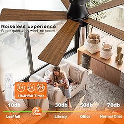 UOJ Ceiling Fans with Lights, 52 inch Low Profile
