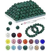 120PCS FIVEIZERO Rhinestone Beads for Jewelry Making, 10mm Emerald Shiny Round Sparkle Crystal Clay Bead Bulk Sparkly Baseball Necklace Beads for Bracelets and DIY Crafts
