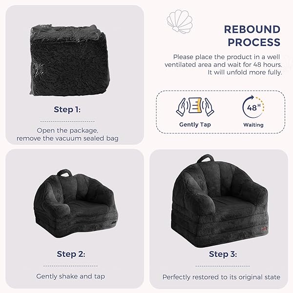MAXYOYO FOLDING SOFA BED, 2 IN 1 CONVERTIBLE SOFA TO LOUNGER COMFY SINGLE BEAN BAG CHAIR FOR ADULTS, FLOOR SLEEPER COUCH WITH HANDLE, FAUX FUR COUCH BED FOR LIVING ROOM BEDROOM, BLACK
