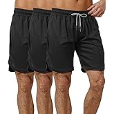 3 Pack Men's 2 in 1 Workout Gym Shorts with Compression Liner(Black,Black,Black L)