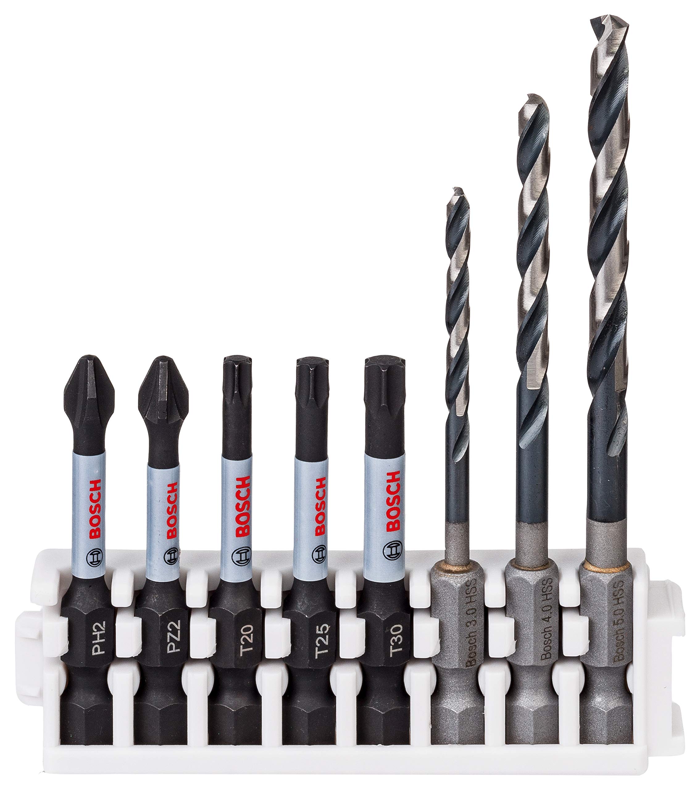 Bosch Professional 8-piece Impact Control Screwdriver Bit Metal/Wood Drill Bit Set (Pick and Click, impact driver and cordless drill driver accessories)