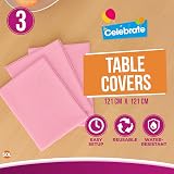 SOL 3pk Pink Plastic Tablecloth 121 x 121cm Heavy Duty Spill Protection view 3