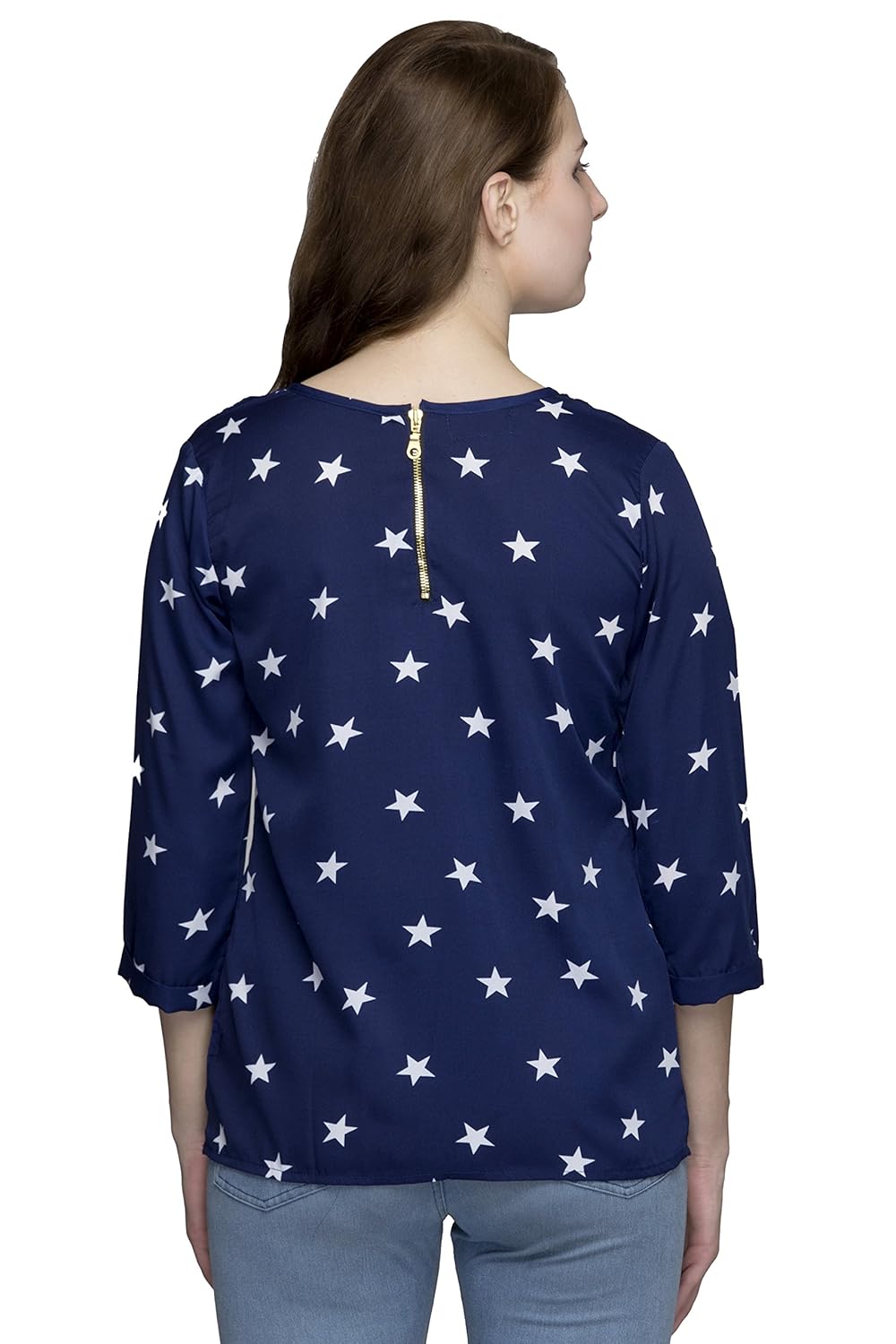 indietoga women's blue star print top (plus size m to 7xl)