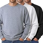 Taiyin 3 Pack Men's Lightweight Fleece Crewneck Sweatshirt Long Sleeve Sweatshirt for Men