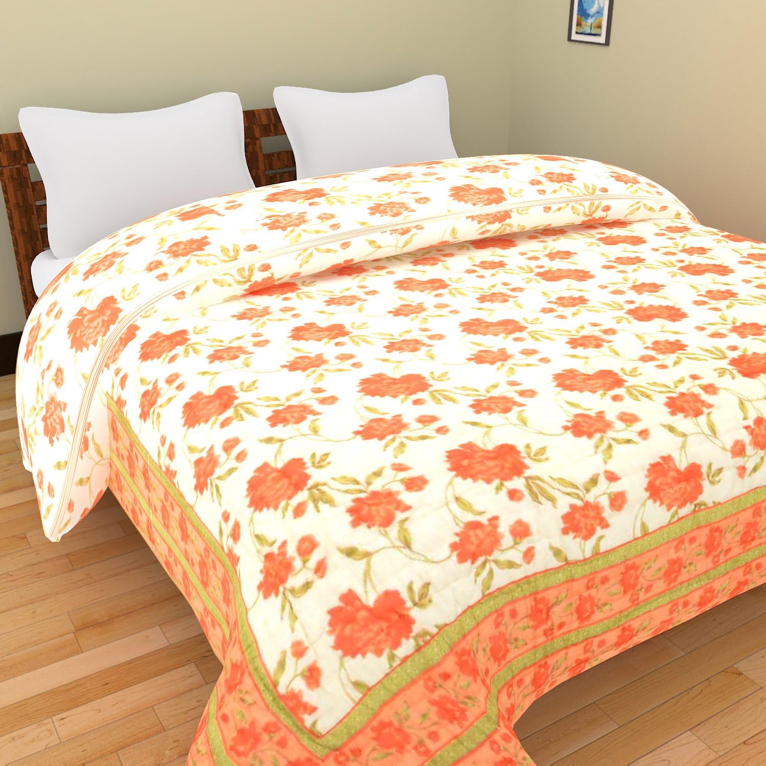 Shra double bed multicolor Jaipuri/Rajasthani Print Razai/Quilt