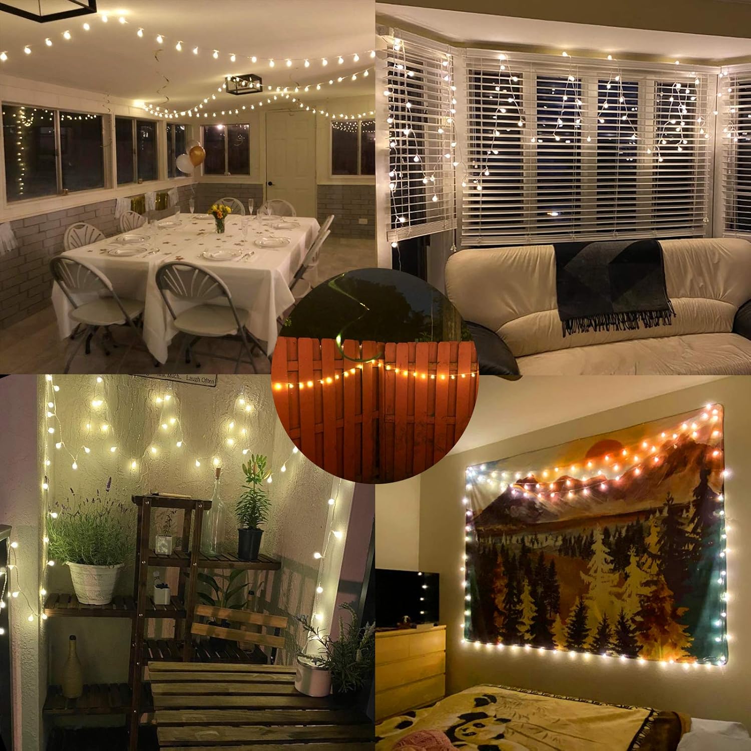 Globe String Lights, 32.8 ft 80 LED Battery Operated Fairy Twinkle Light with Remotes& Timer Christmas Lamp for Bedroom Canopy Ceiling Party Wall Wedding Backdrop Decor, Warm White, 8 Lighting Modes : Garden & Outdoor