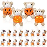 Hiboom 24 Set Halloween Mini Plush Stuffed Bear Gift Set 4 Inch Animal Bear in Pumpkin Soft Doll Classroom Exchange Keychain Gifts for Halloween Birthday Party Favors