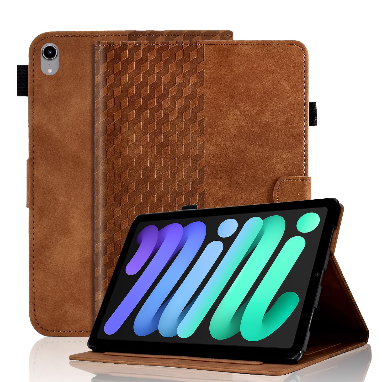 Vkooer Case for iPad Mini 7 (A17 Pro) 2024 7th Generation/iPad MINI 6th Generation 2021 8.3 inch, PU Leather Folio Flip Cover Smart Shell with Auto Sleep/Wake Multi Angle Viewing Stand, Brown