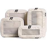 Aerotrunk Compression Packing Cubes for Travel - Luggage Organizer Bags - Double Zipper Packing Cubes for Suitcases (4-Pack, Beige)
