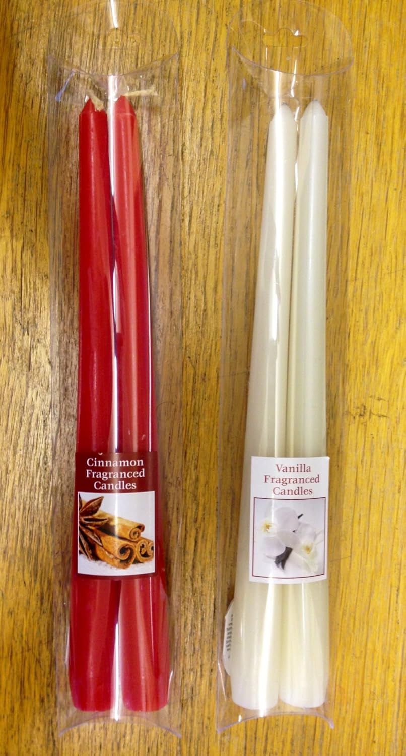 Scented Tapered Dinner Candles Red Cinnamon Amazon.co.uk Lighting