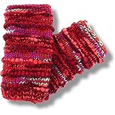 Ella Sussman Hand Knit Winter Fingerless Striped Texting Gloves Warm Wool Fleece Lined