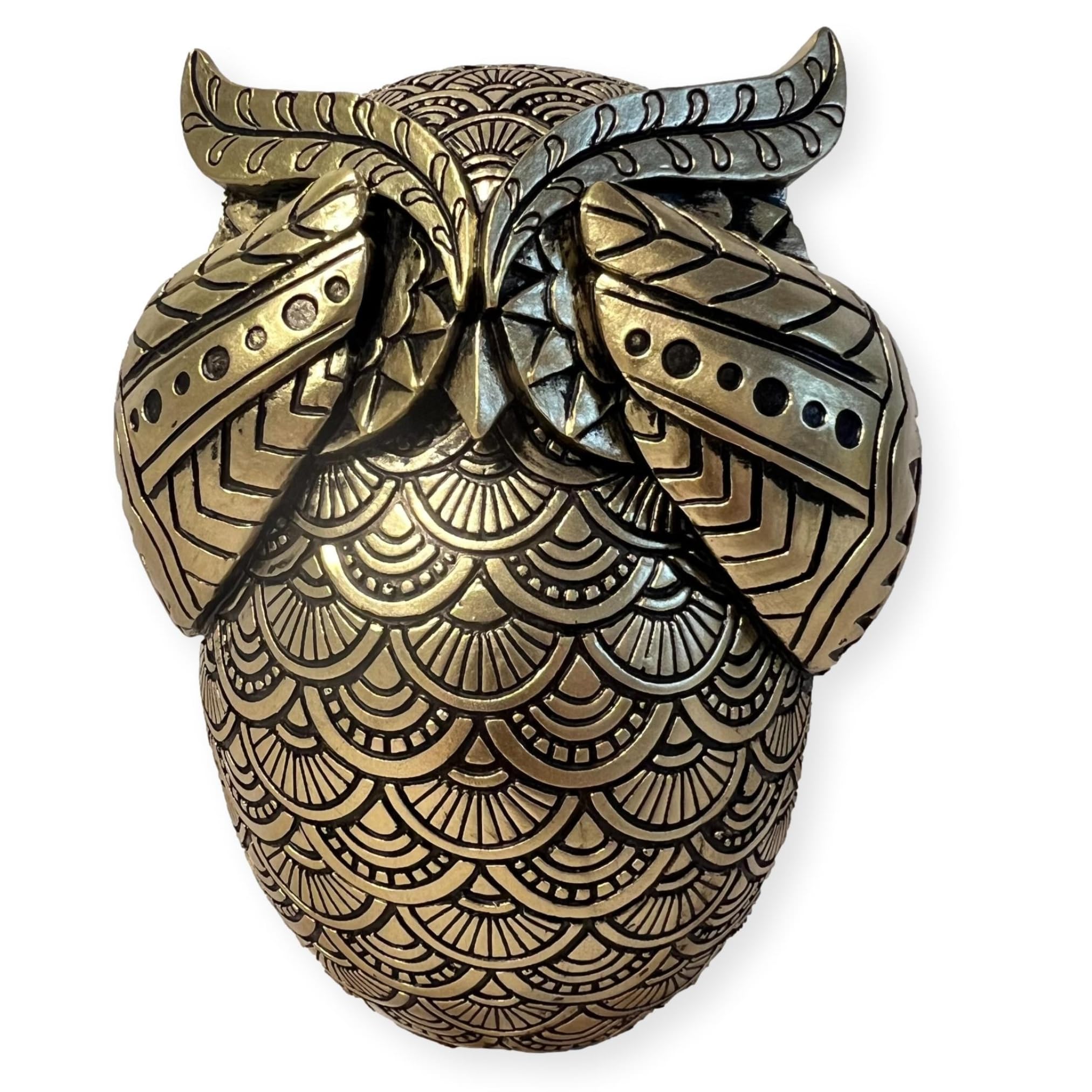 Thorness Gold-Colored 13 cm Golden Owl Figurine - Ornament in Brilliant Gold Hue - Perfect for Home Décor