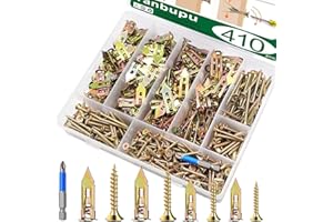 Tanbupu 410pcs Self-Drywall Drilling Anchors, 2 Sizes Wall Anchors and 4 Sizes Screws, 2025 Upgraded Zinc Plated Steel Dry Wall Screws no Drilling Required Easy Application