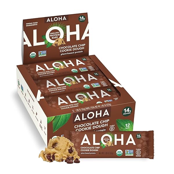 ALOHA ORGANIC PLANT BASED PROTEIN BARS CHOCOLATE CHIP...