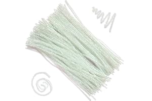 Carykon 200 PCS Glitter Tinsel Creative Arts Stems Pipe Cleaners-12 Inch (Colorful White)