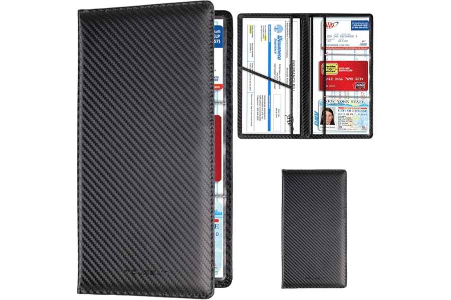 TOURSUIT Car Registration and Insurance Card Holder, Vehicle License Document Glove Box Compartment Organizer, Interior Car A