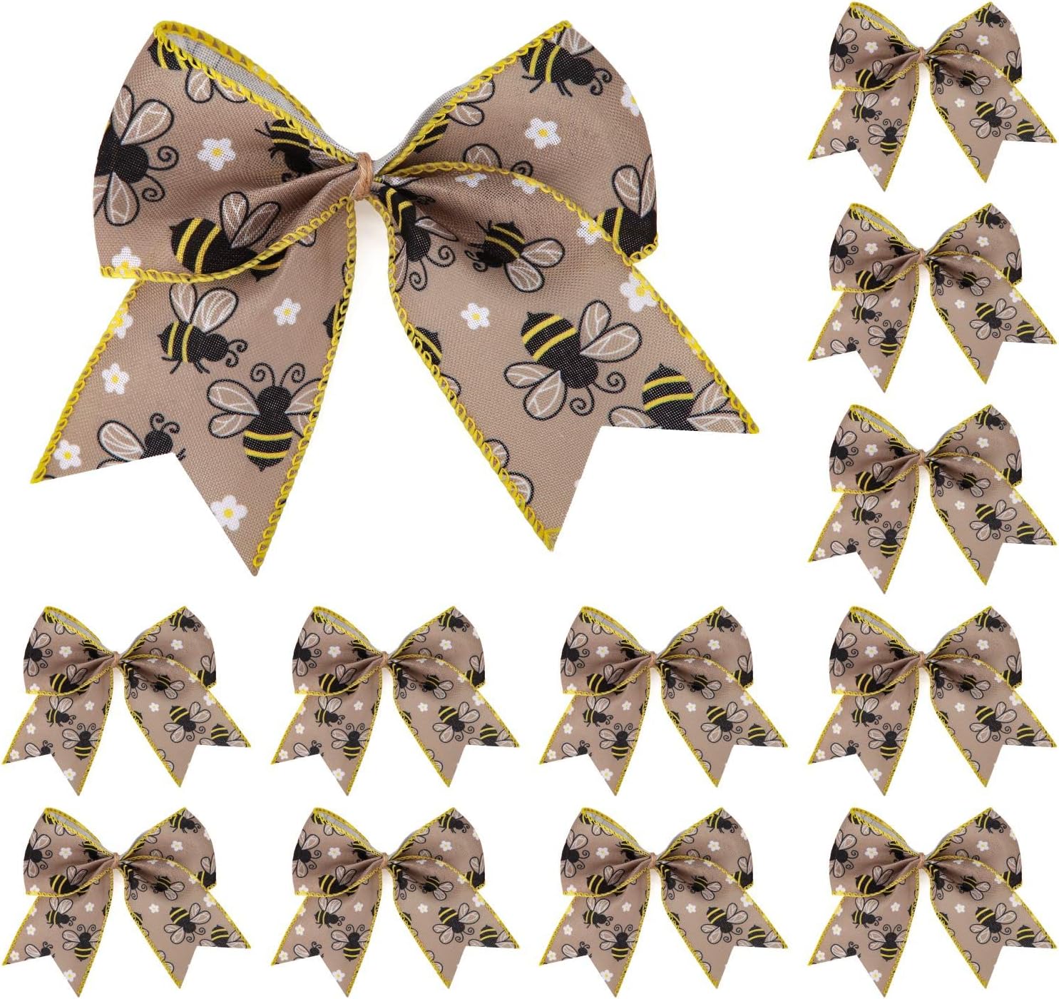 Bows & Ribbons - Meseey 12 Pcs 6 Inch Bumble Bee Wreath Burlap Bows Yellow Black Bee Craft Decoration Bow Wrapping Party Holiday Basket Ornaments Bunting DIY Crafts (Bee)