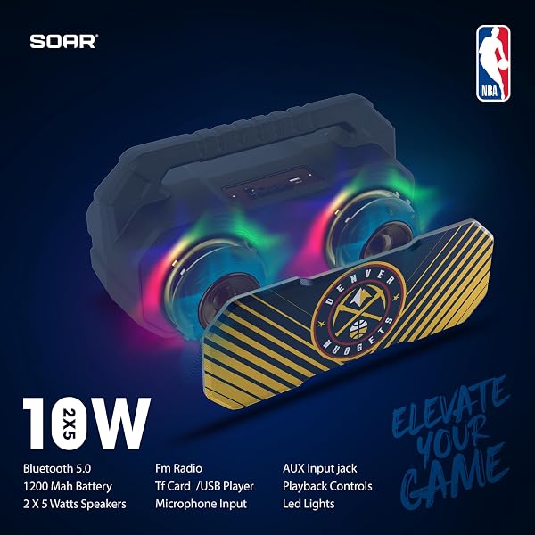 SOAR NBA WIRELESS BOOMBOX SPEAKER, DENVER NUGGETS